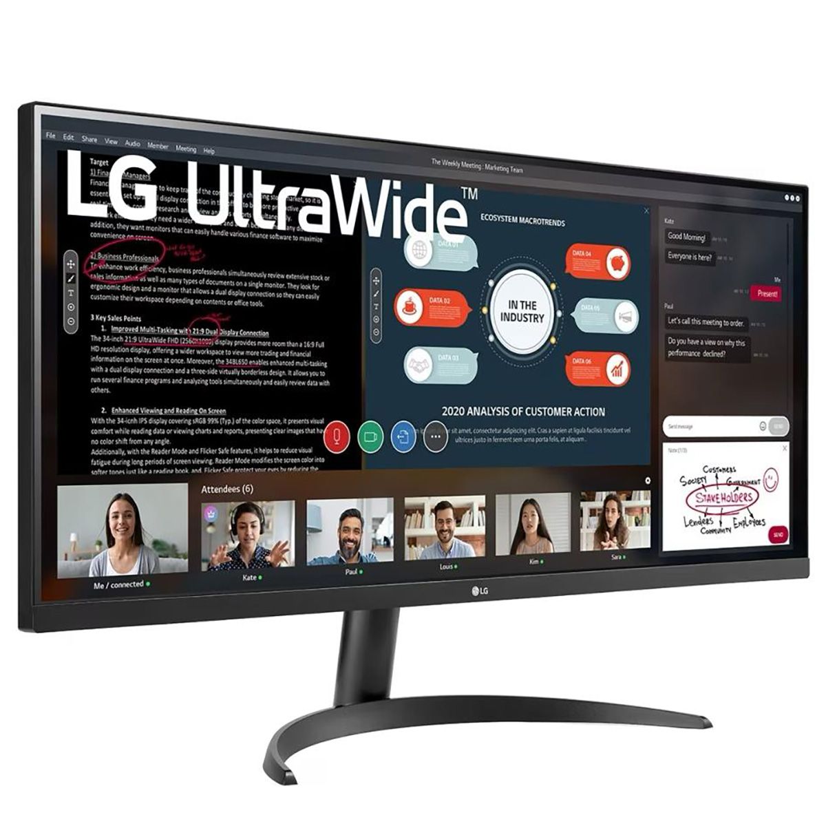 Монитор 34" LG 34WP500-B Black (IPS, 2560x1080, HDMI+HDMI, 5 ms, 178°/178°, 250 cd/m, 1000:1, 75Hz)