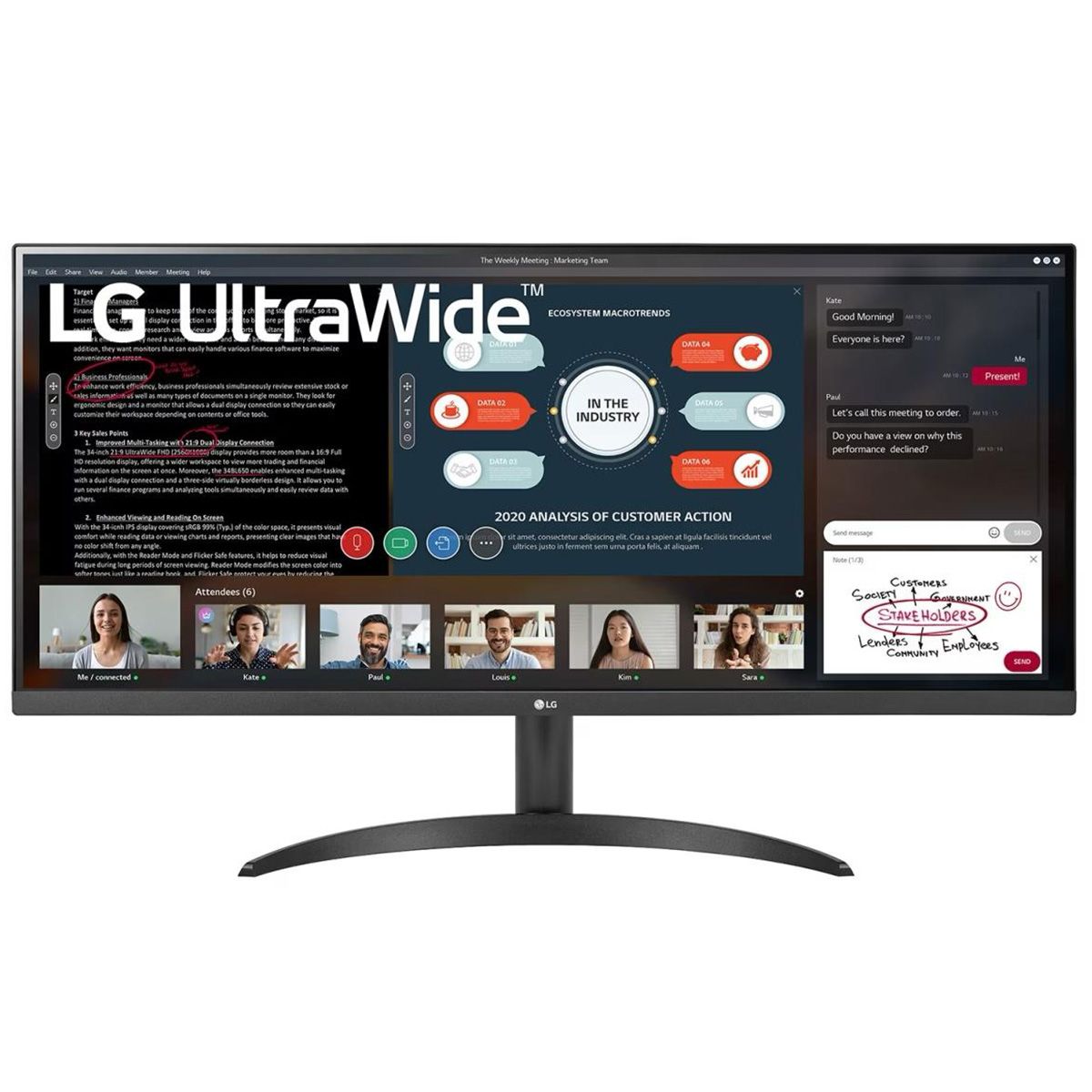 Монитор 34" LG 34WP500-B Black (IPS, 2560x1080, HDMI+HDMI, 5 ms, 178°/178°, 250 cd/m, 1000:1, 75Hz)