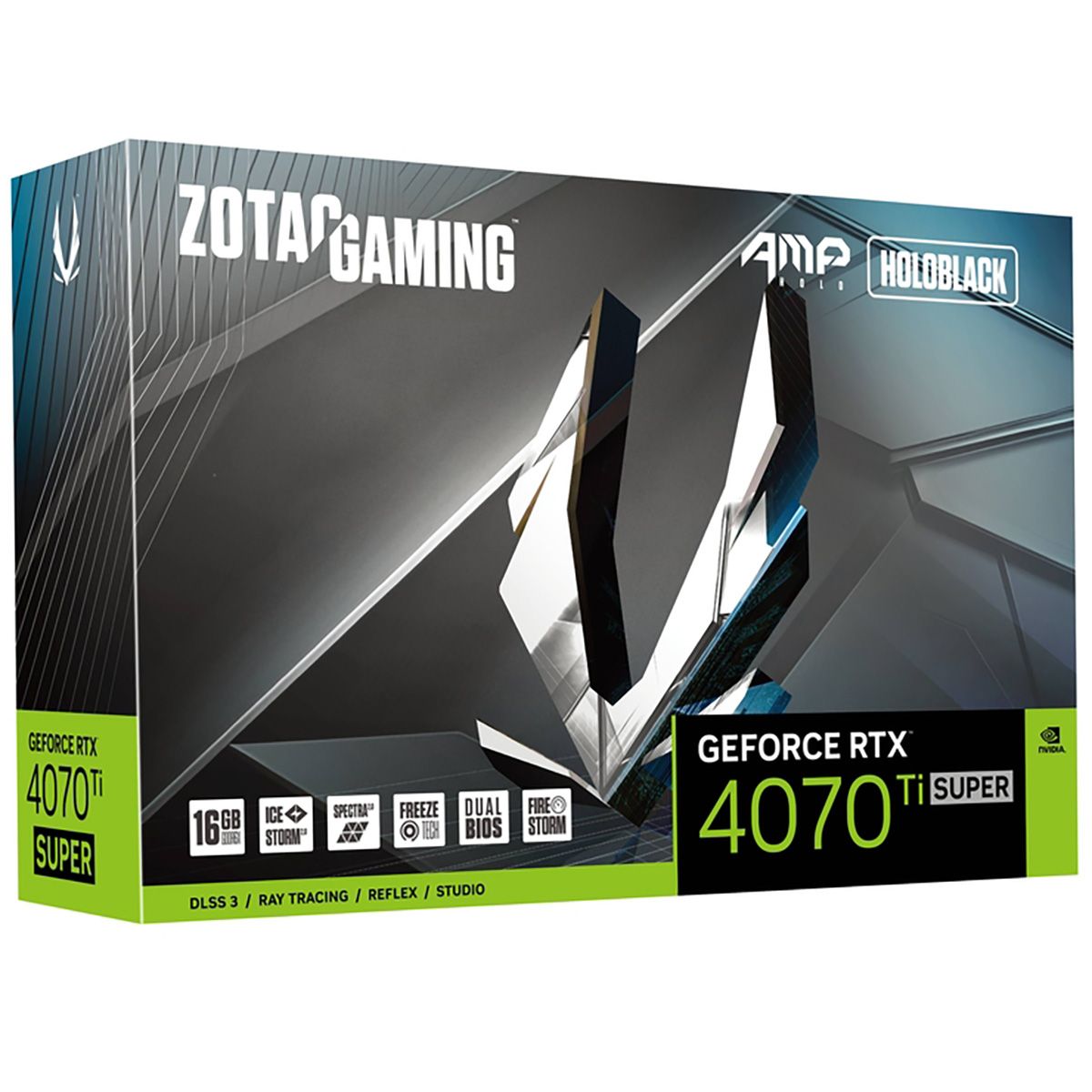 Видеокарта RTX4070Ti SUPER AMP HOLO 16GB GDDR6X 256bit 3xDP HDMI 3FAN Premium Pack