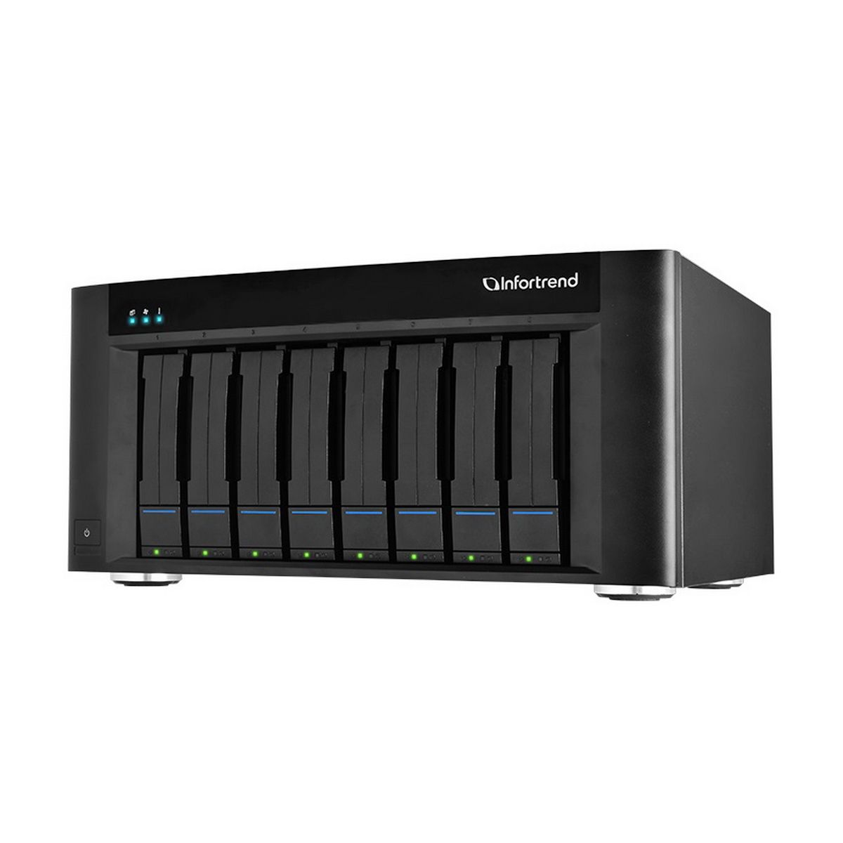 Сетевой накопитель Infortrend GSe Pro 208-D 8bay, supports NAS, block, object storage and cloud gateway, including Intel D1508 2.2 GHz 2C CPU, 2x4GB, 2 x10GbE SFP+, 2 x 1GbE, 2 x USB 3.1 Gen2, 2 x USB 3.0, 2 x host board slot(s), 1xPSU and 8xdrive trays