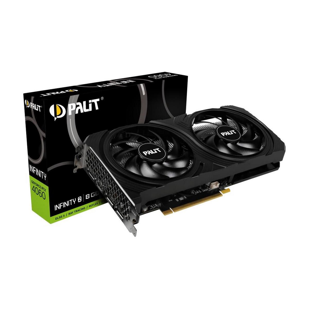Видеокарта Palit RTX4060 INFINITY 2 8Gb GDDR6 128bit 3xDP HDMI 2FAN