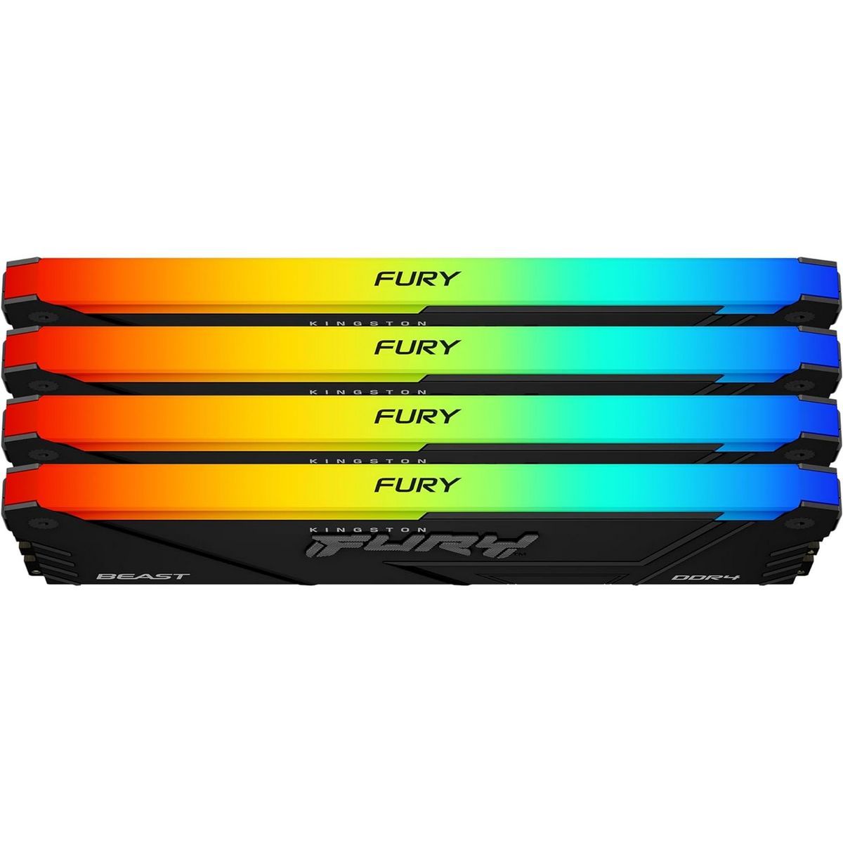 Комплект модулей памяти Kingston 128GB DDR4 3200 DIMM FURY Beast Black RGB Gaming Memory Non-ECC, CL16, 1.35V, XMP, Heat Shield, Kit (4x32GB), RTL