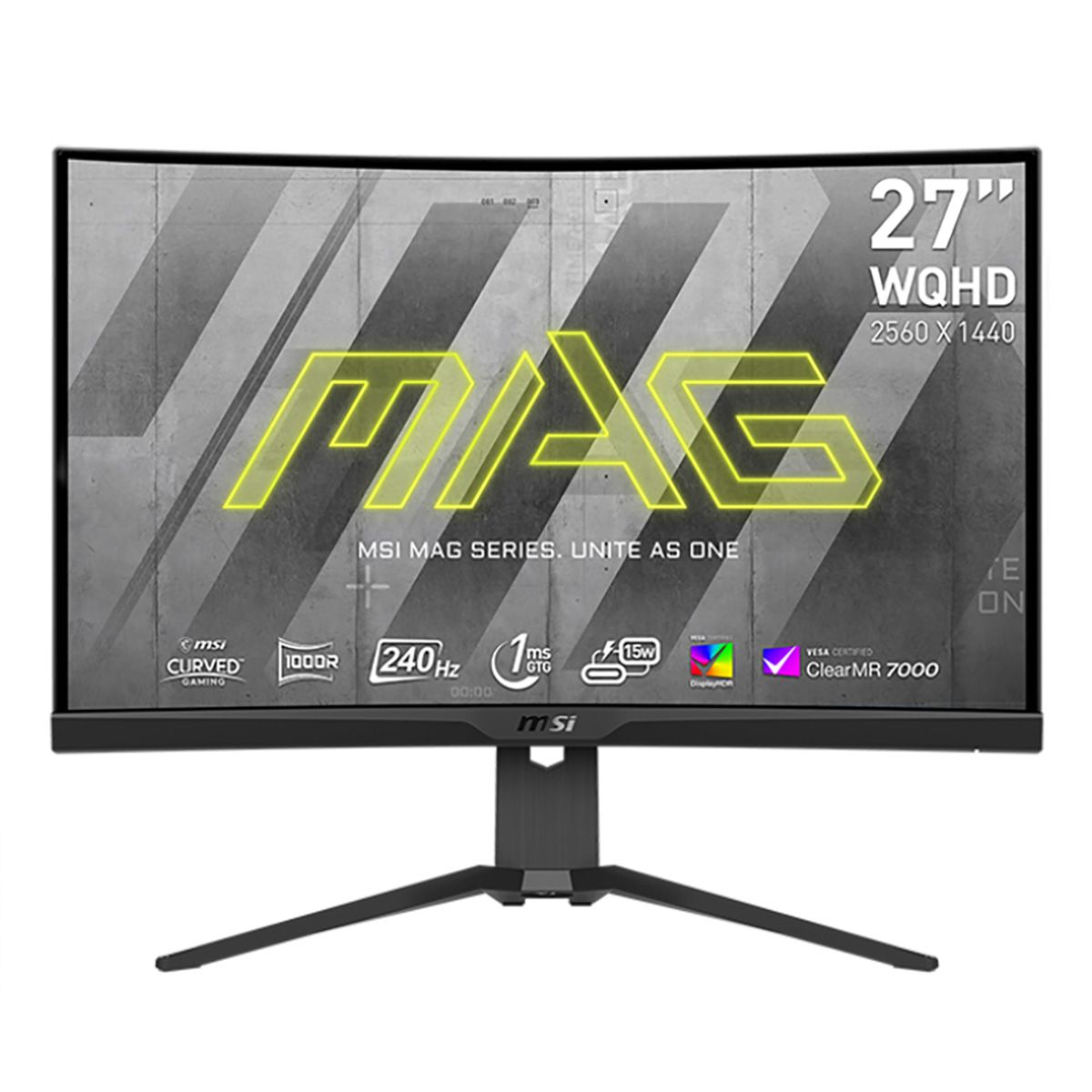 Монитор 27" MSI MAG 275CQRXF Black (Rapid VA, 2560x1440, HDMI+HDMI+DP+Type C, 1 ms, 178°/178°, 300 cd/m, 2500:1 (100M:1), 240Hz, Curved)