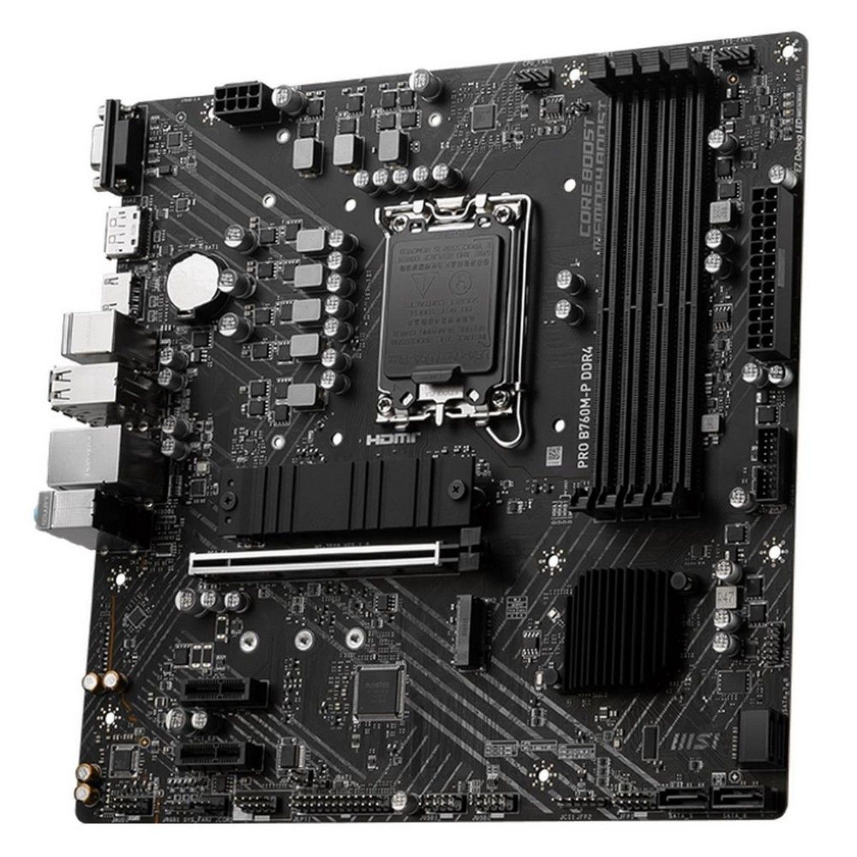 Материнская плата MSI PRO B760M-P DDR4 B760, LGA1700, 4*DDR4, 1*PCIEx16, 2*PCIEx1, 2*M.2, 1*TypeC, , 3*USB3.2Gen1, 8*USB2.0, 4*SATA3.0, 1G, VGA, DP, HDMI, M-ATX, OEM