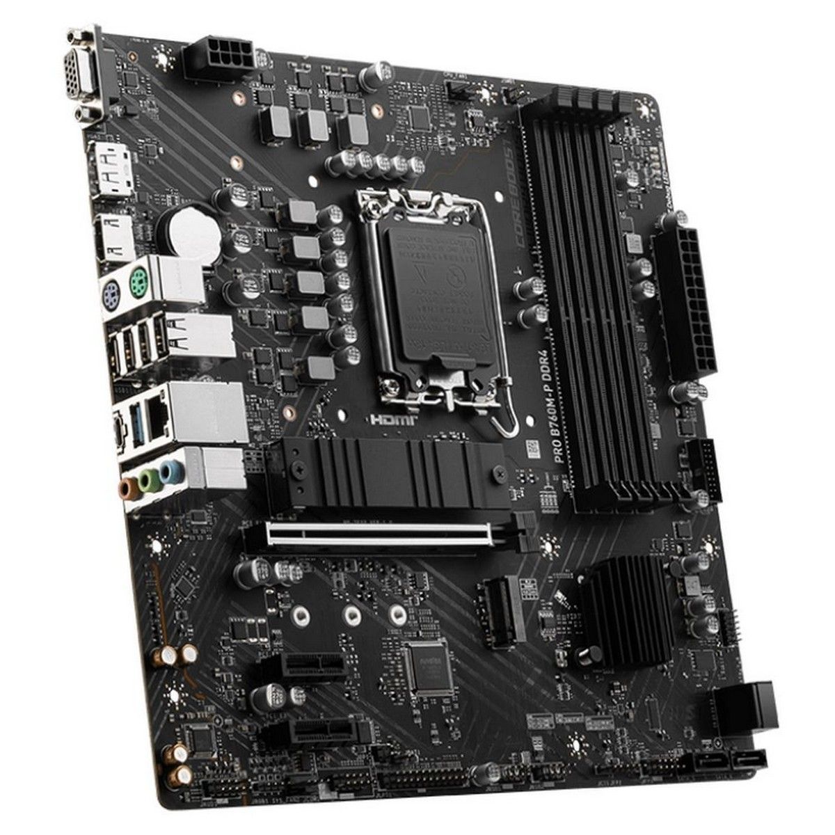 Материнская плата MSI PRO B760M-P DDR4 B760, LGA1700, 4*DDR4, 1*PCIEx16, 2*PCIEx1, 2*M.2, 1*TypeC, , 3*USB3.2Gen1, 8*USB2.0, 4*SATA3.0, 1G, VGA, DP, HDMI, M-ATX, OEM