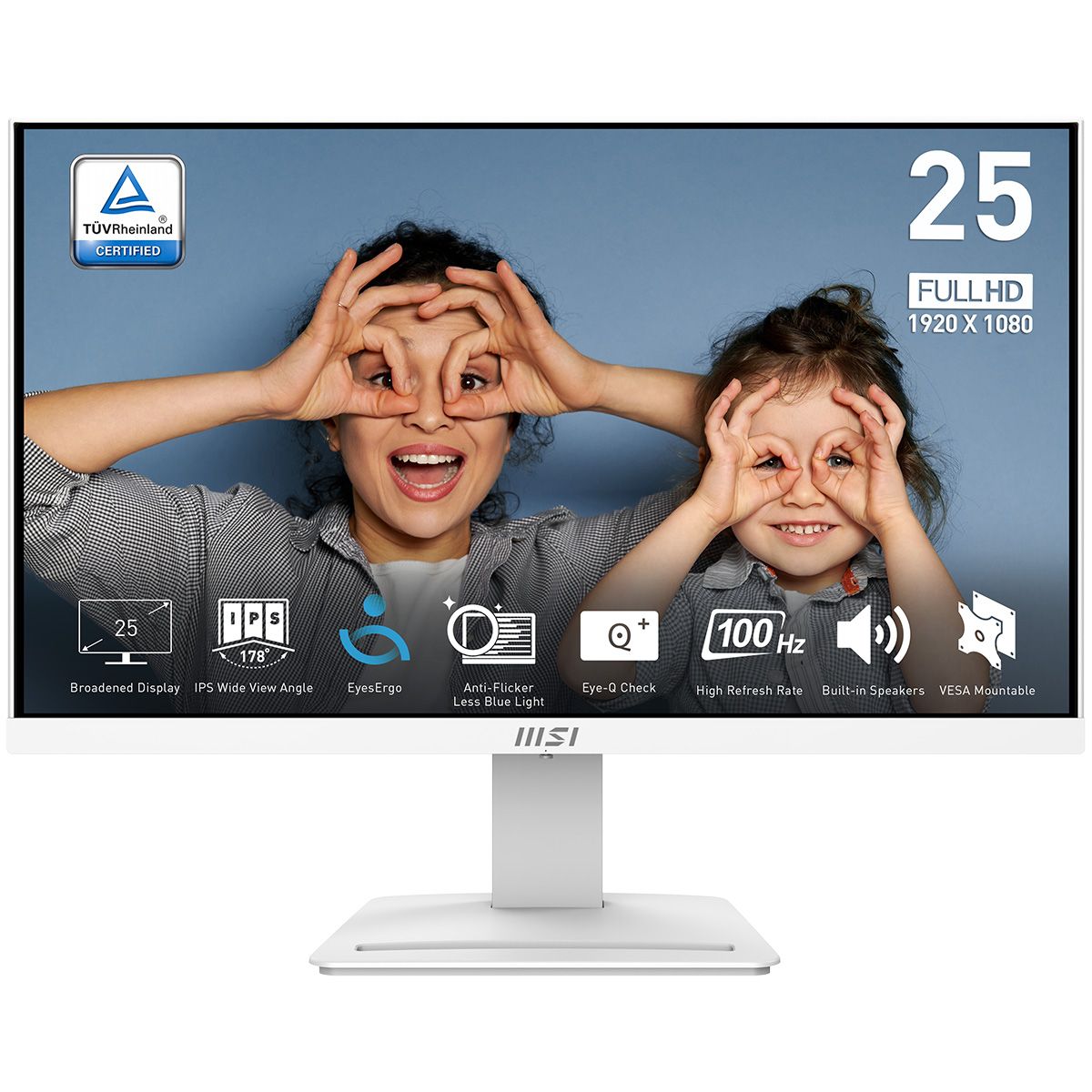 Монитор 24.5" MSI PRO MP253W White (IPS, 1920x1080, D-Sub+HDMI+DP, 4 ms, 178°/178°, 250 cd/m, 1000:1 (100M:1), 100Hz, MM)
