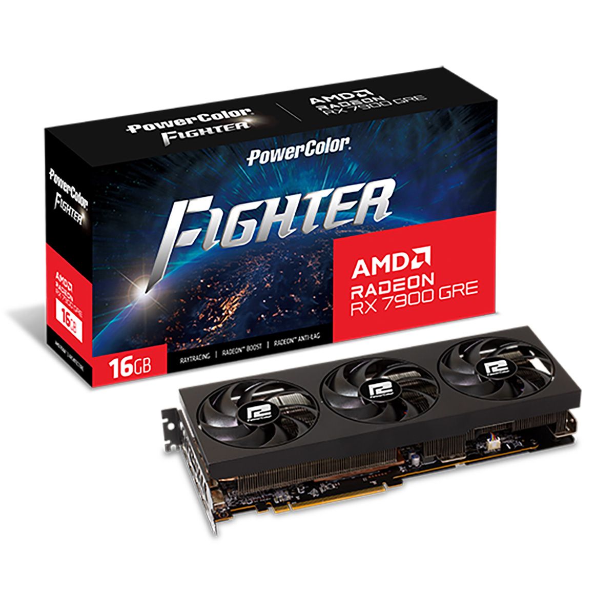 RX7900GRE 16G-F/OC - Видеокарта PowerColor RX7900GRE Fighter 16GB GDDR6  256bit 3xDP HDMI 3FAN RTL