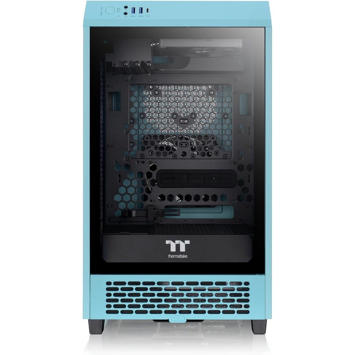 Корпус Thermaltake The Tower 200 Turquoise /Turquoise/Win/SPCC/Tempered Glass*1/CT140 Fan*2/Color Box