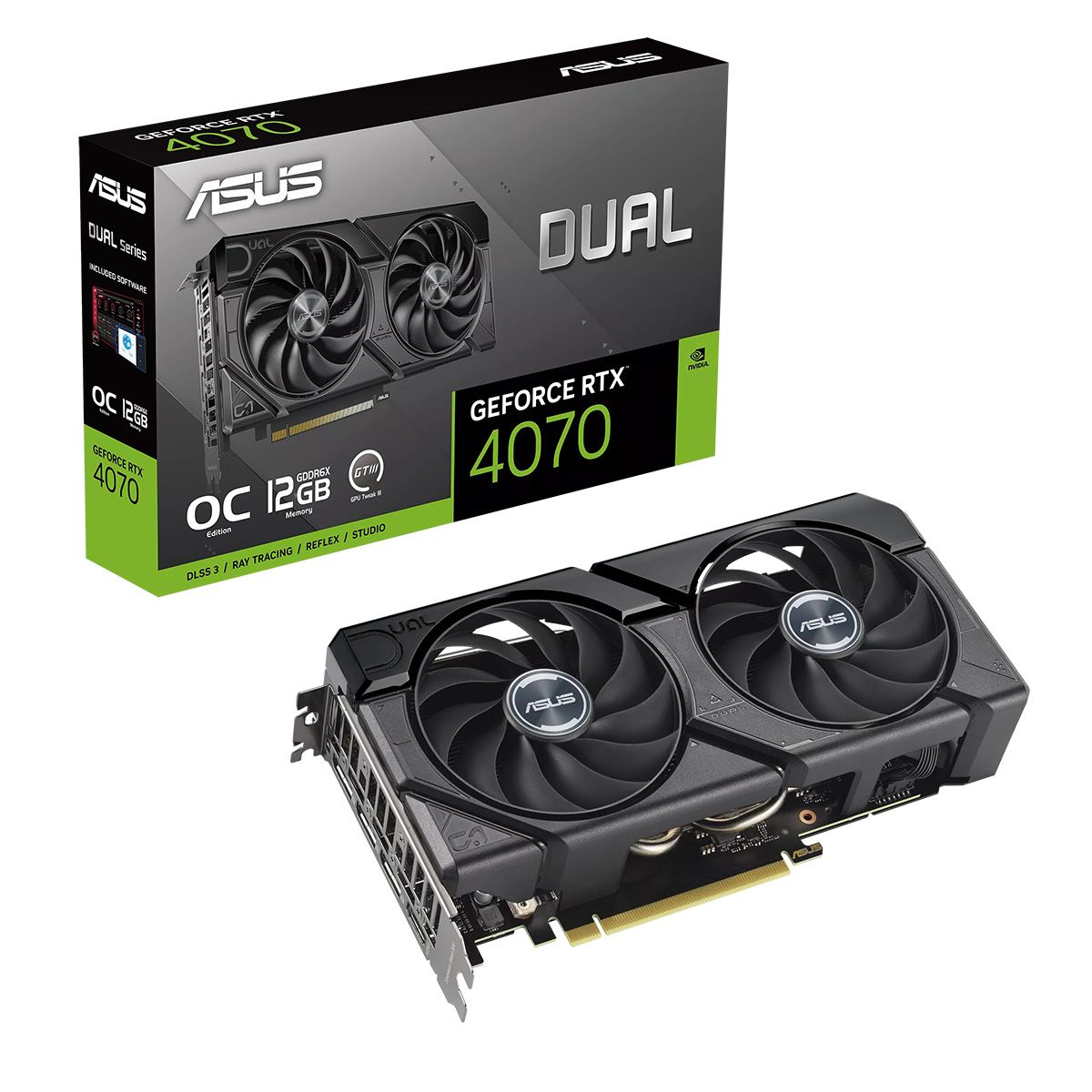 90YV0J15-M0NA00 - Видеокарта ASUS DUAL-RTX4070-O12G-EVO /RTX4070,HDMI,DP*3,12G,D6X (90YV0J15-M0NA00)