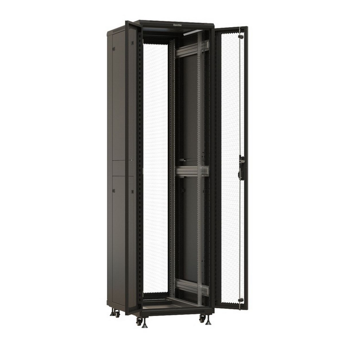 Шкаф Hyperline TTBR-4761-DD-RAL9004 Шкаф напольный 47U 2277x600х1000 мм (ВхШхГ), передняя и задняя распашные перфорированные двери (75%), ручка с замком, цвет черный (RAL 9004)(разобранный)