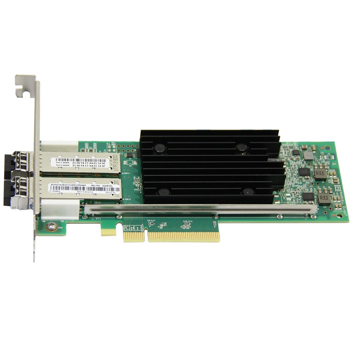 QLE2772-SR-SP - Сетевой адаптер Qlogic QLE2772-SR-SP 32Gb/s FC HBA, 2-port,  PCIe v4.0 x8, LowProfile, LC SR MMF, В комплекте две планки (LP + FH)