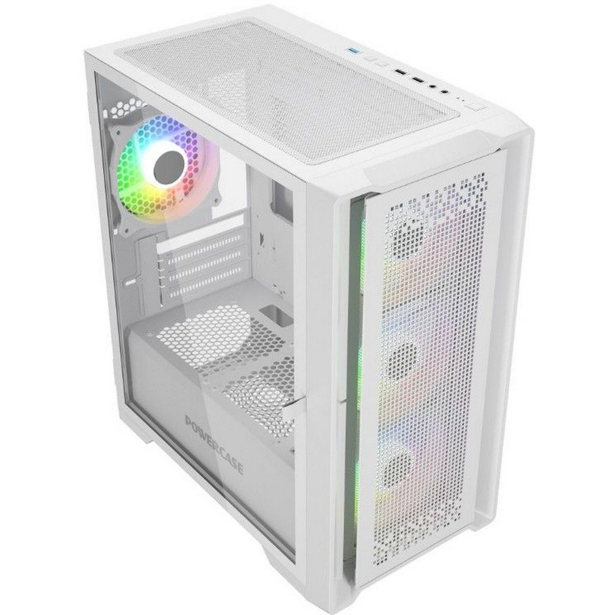 Корпус Powercase ByteFlow Micro White, Tempered Glass, 4х 120mm ARGB fans, ARGB HUB, белый, mATX (CAMBFW-A4)