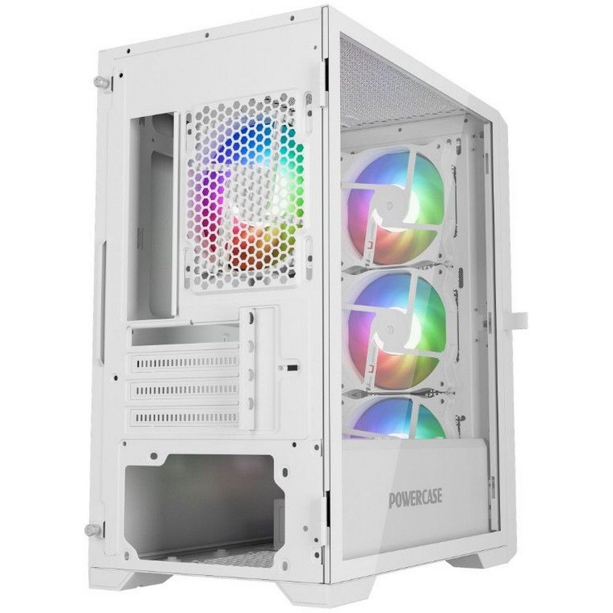 Корпус Powercase ByteFlow Micro White, Tempered Glass, 4х 120mm ARGB fans, ARGB HUB, белый, mATX (CAMBFW-A4)