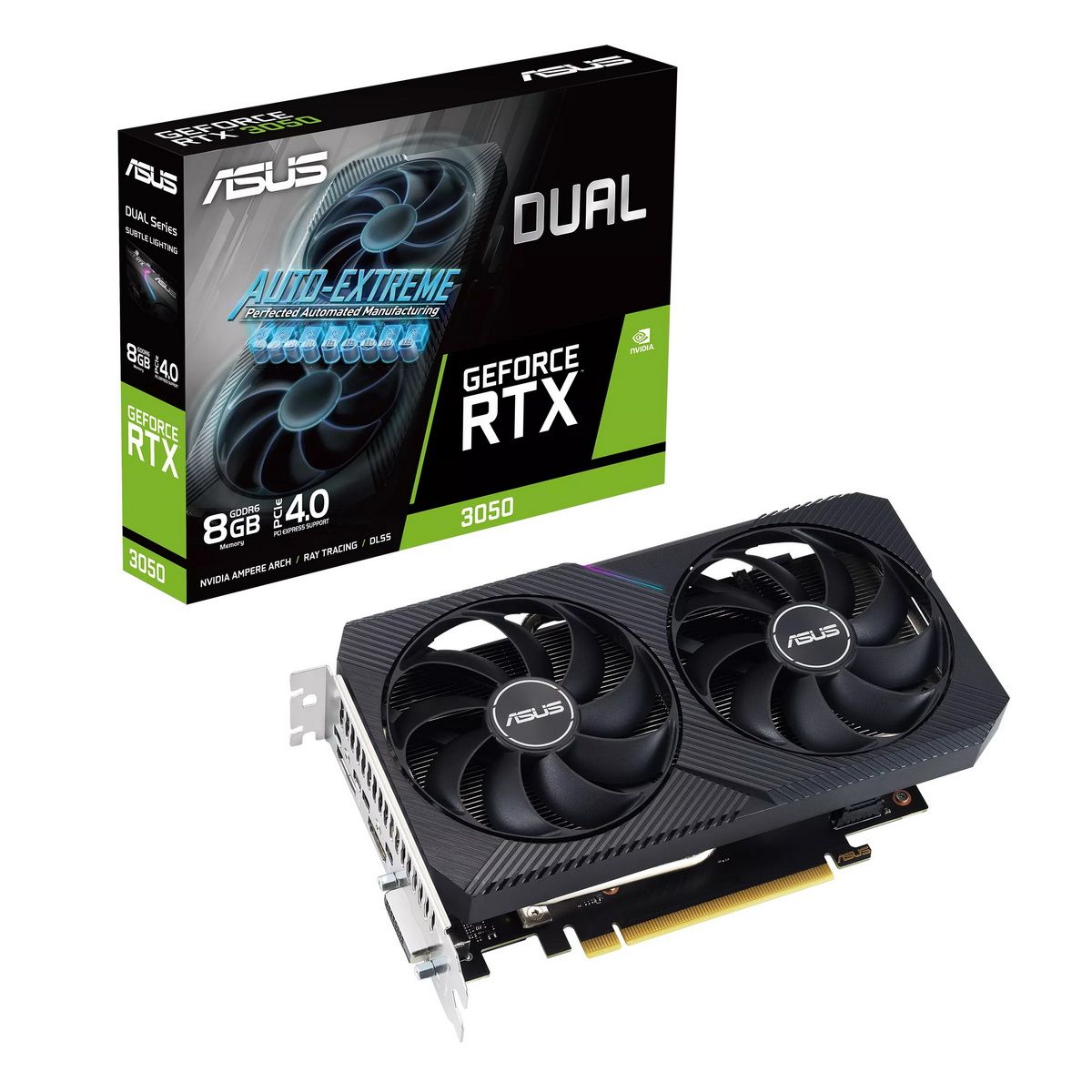 Видеокарта ASUS RTX3050 DUAL V2 8GB GDDR6 128bit DVI-D DP HDMI 2FAN RTL [DUAL-RTX3050-8G-V2]