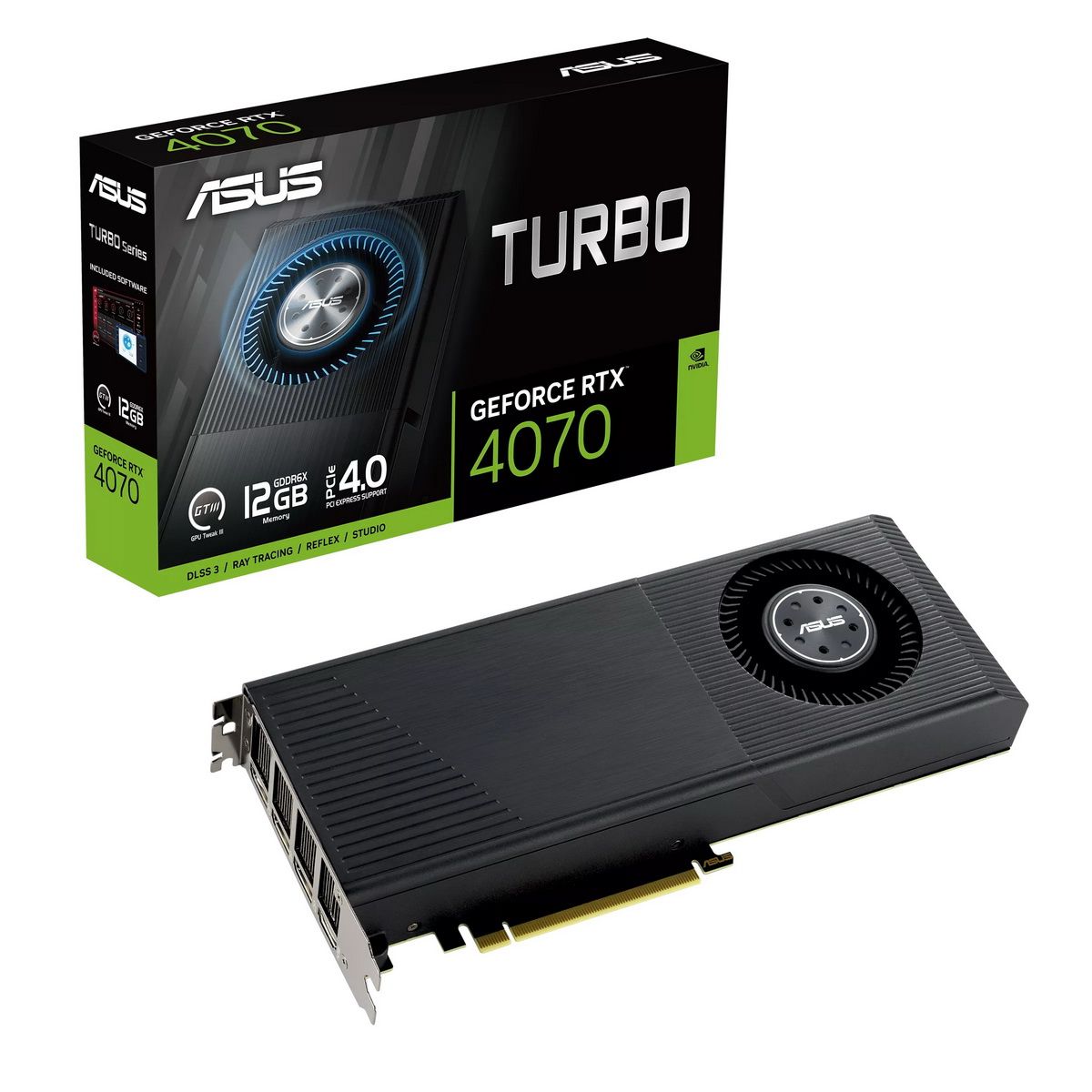 Видеокарта ASUS RTX4070 TURBO 12GB GDDR6X 192bit 3xDP HDMI BLOWER RTL [TURBO-RTX4070-12G]