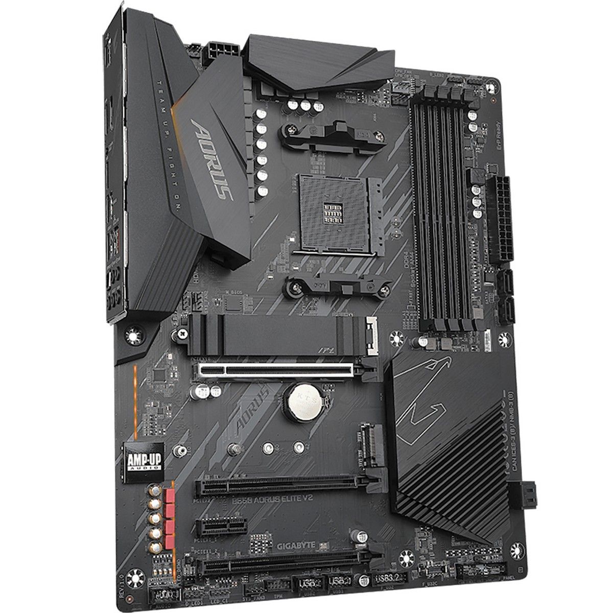 Материнская плата Gigabyte B550 AORUS ELITE V2, Socket AM4, AMD B550, 4xDDR4-3200, HDMI+DP, 3xPCI-Ex16, 1xPCI-Ex1, 4xSATA3(RAID 0/1/10), 2xM.2, 8 Ch Audio, 2,5GLan, (2+4)xUSB2.0, (6+2)xUSB3.2, ATX, RTL {8} (809898)