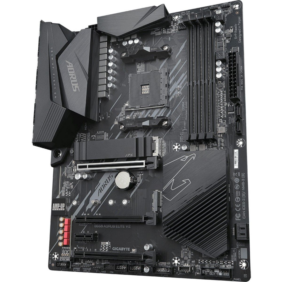 Материнская плата Gigabyte B550 AORUS ELITE V2, Socket AM4, AMD B550, 4xDDR4-3200, HDMI+DP, 3xPCI-Ex16, 1xPCI-Ex1, 4xSATA3(RAID 0/1/10), 2xM.2, 8 Ch Audio, 2,5GLan, (2+4)xUSB2.0, (6+2)xUSB3.2, ATX, RTL {8} (809898)