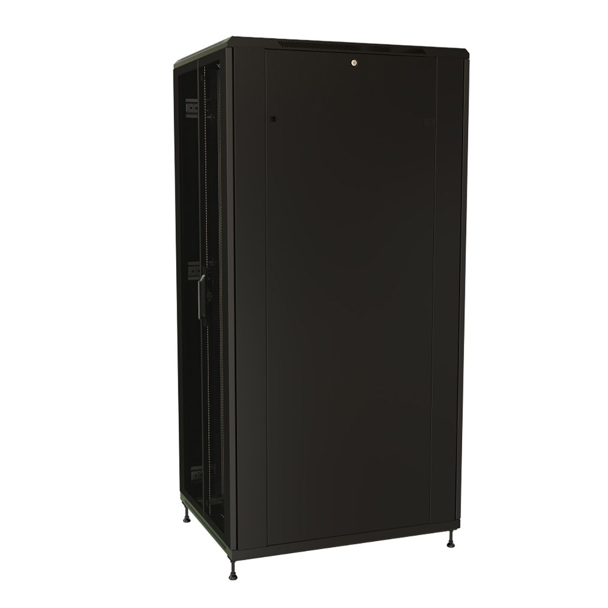 Шкаф Hyperline WRline WR-TT-3282-DD-RAL9004 Шкаф напольный 32U, 1610x800х1200 мм (ВхШхГ), передняя и задняя распашные перфорированные двери (75%), цвет черный (RAL 9004) (разобранный)