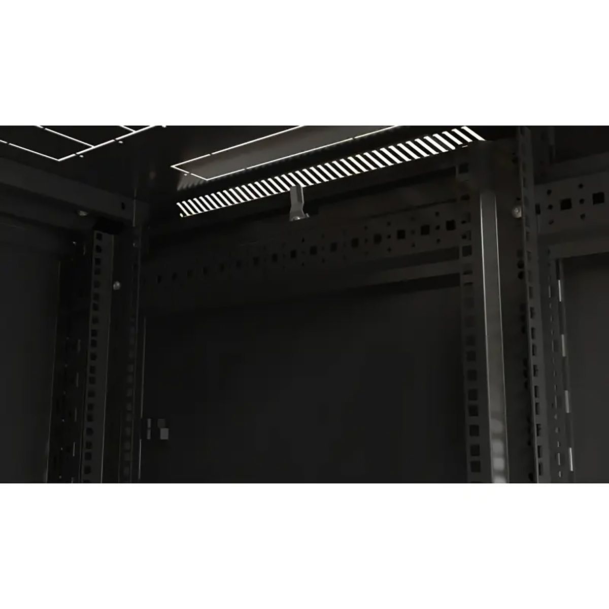 Шкаф Hyperline TTBR-4261-AS-RAL9004 Шкаф напольный 42U 2055x600х1000 мм (ВхШхГ), передняя стеклянная дверь со стальными перфорированными боковинами, задняя дверь сплошная, ручка с замком, цвет черный (RAL 9004) (разобранный)