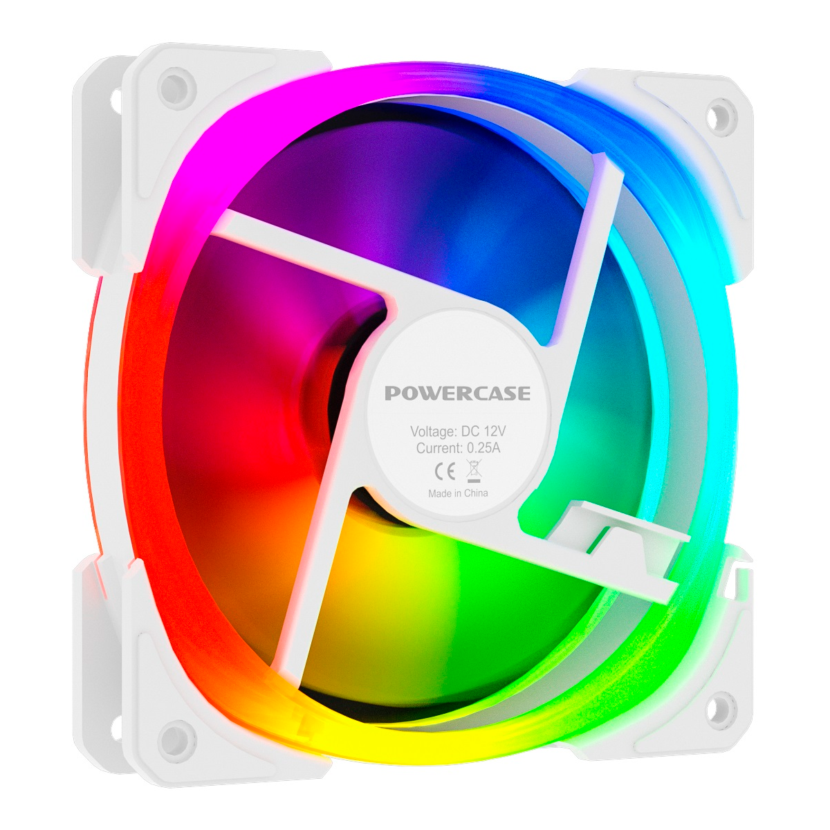Вентилятор Powercase (CM21-14W ARGB) White 140x140x25мм (PWM, 100шт./кор, 4pin +ARGB Sync, 800-1500±