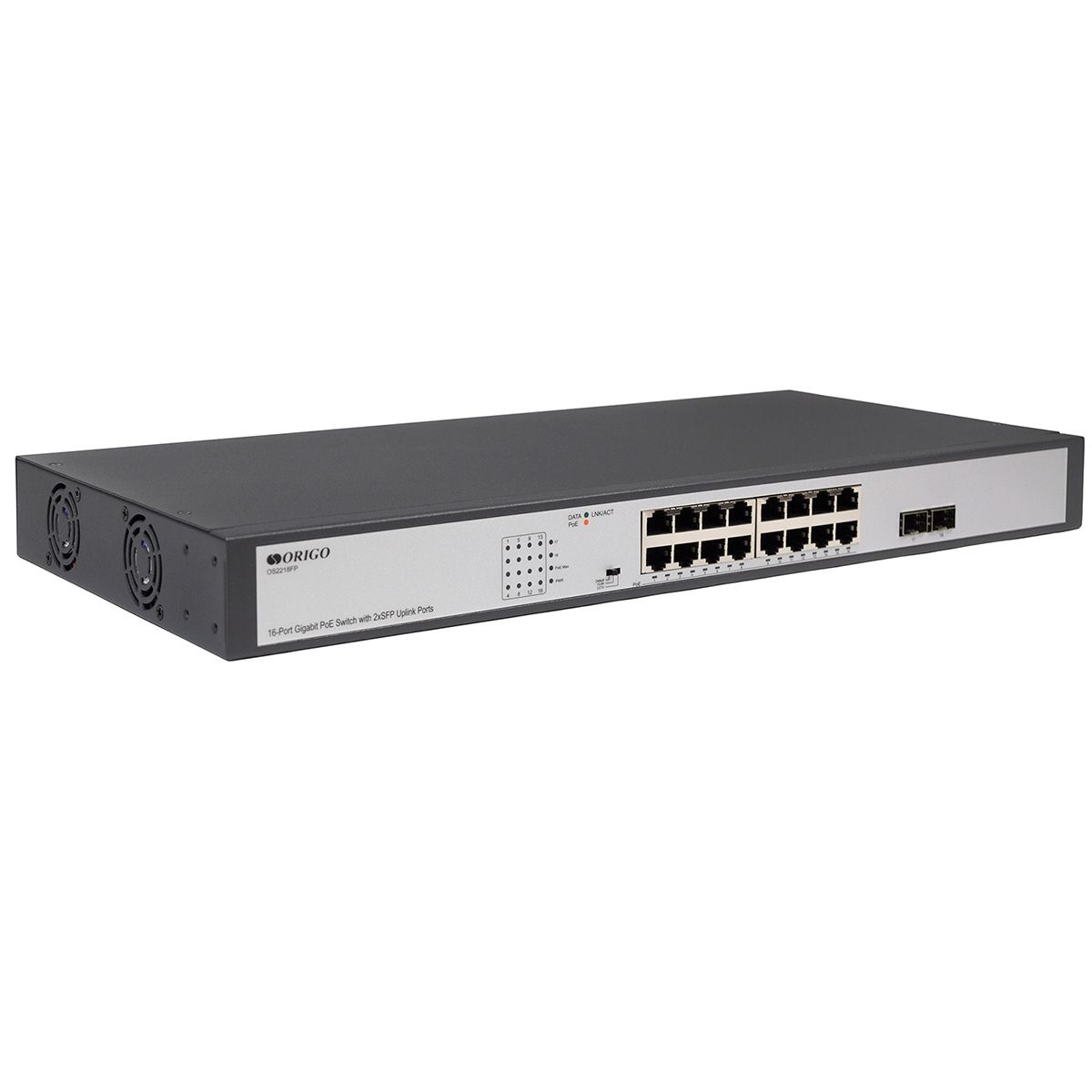 Коммутатор ORIGO OS2218FP/200W/A1A Неуправляемый PoE-коммутатор
16x1000Base-T PoE+, 2x1000Base-X SFP,
PoE-бюджет 250 Вт