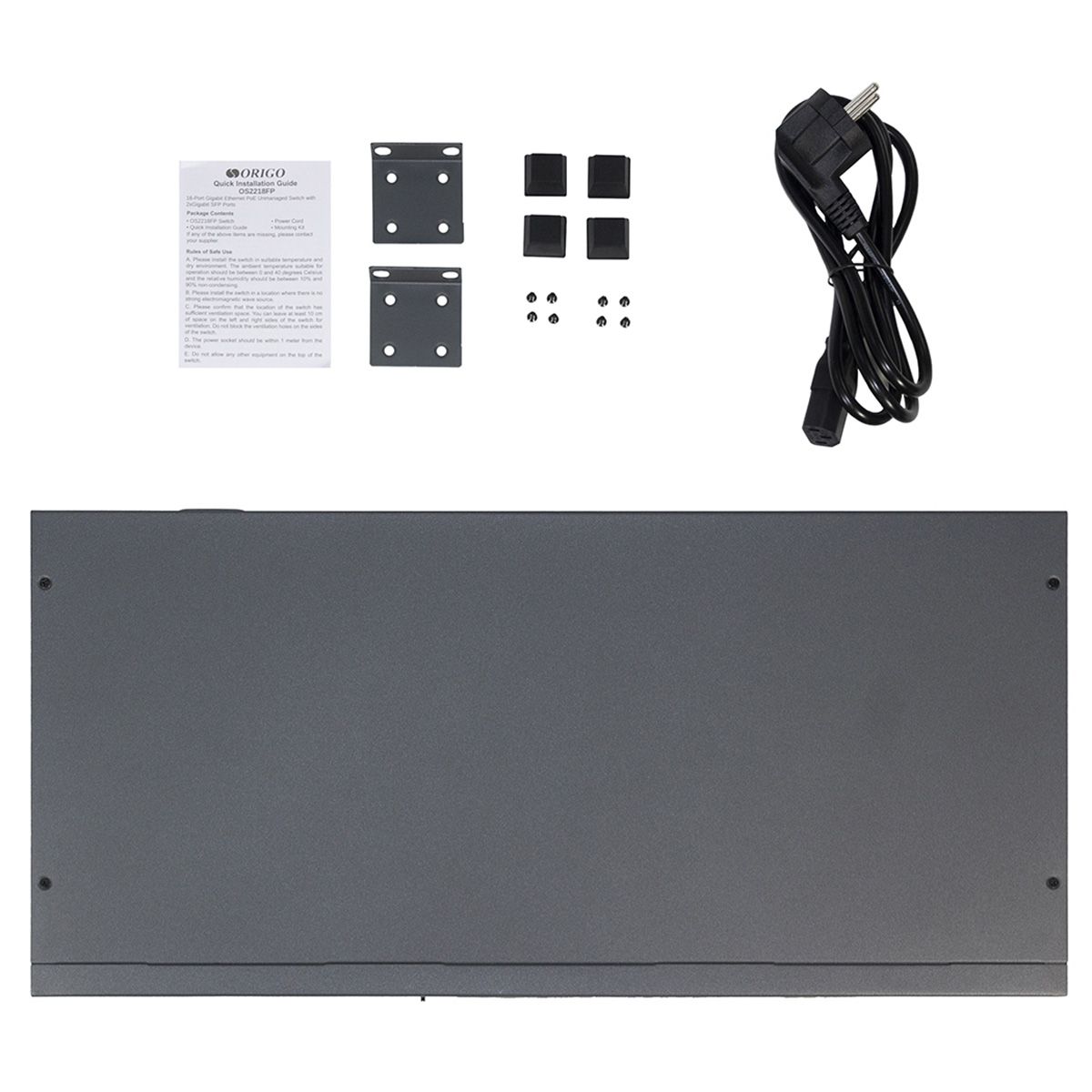 Коммутатор ORIGO OS2218FP/200W/A1A Неуправляемый PoE-коммутатор
16x1000Base-T PoE+, 2x1000Base-X SFP,
PoE-бюджет 250 Вт