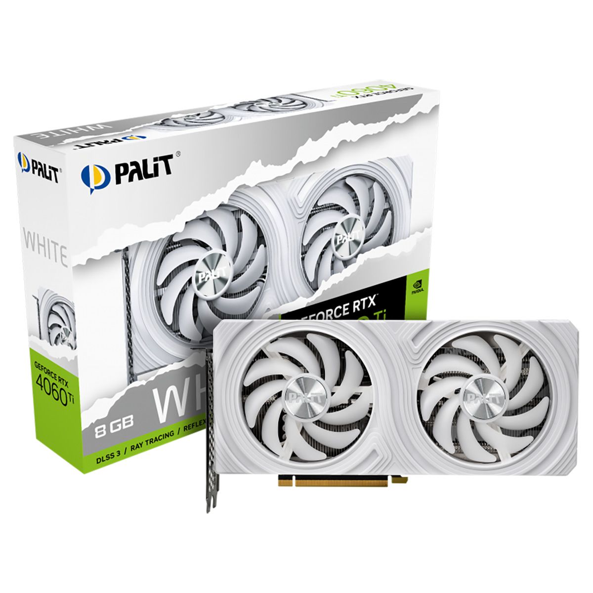 Видеокарта Palit RTX4060Ti White 8GB GDDR6 128bit 3xDP HDMI 3FAN RTL