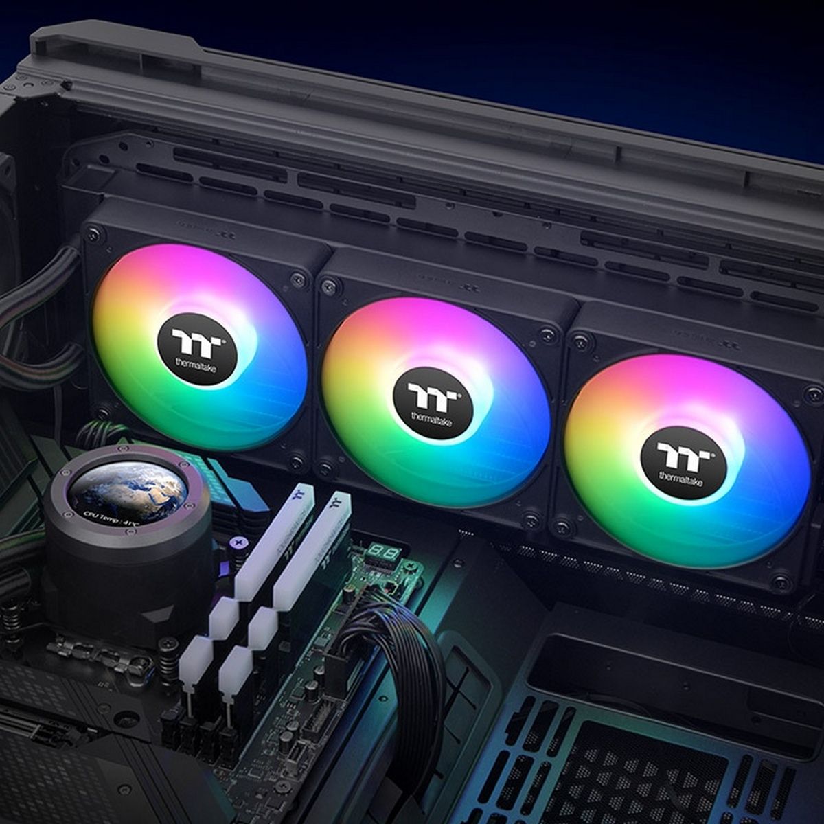 Жидкостная система охлаждения Thermaltake CL-W415-PL12SW-A All-In-One Liquid Cooler System/ARGB Fan 120*3/PWM 500-1500 rpm/Water Block 2.1 inch LCD