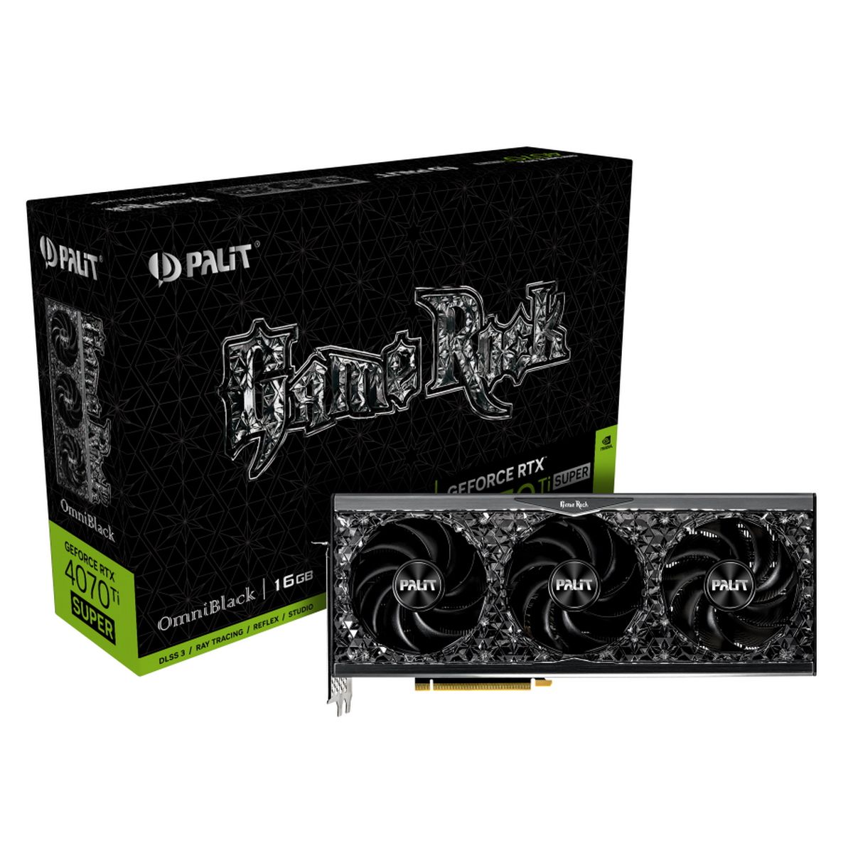 Видеокарта Palit RTX4070Ti SUPER GAMEROCK OMNIBLACK 16GB GDDR6X 256bit 3xDP HDMI 3FAN RTL