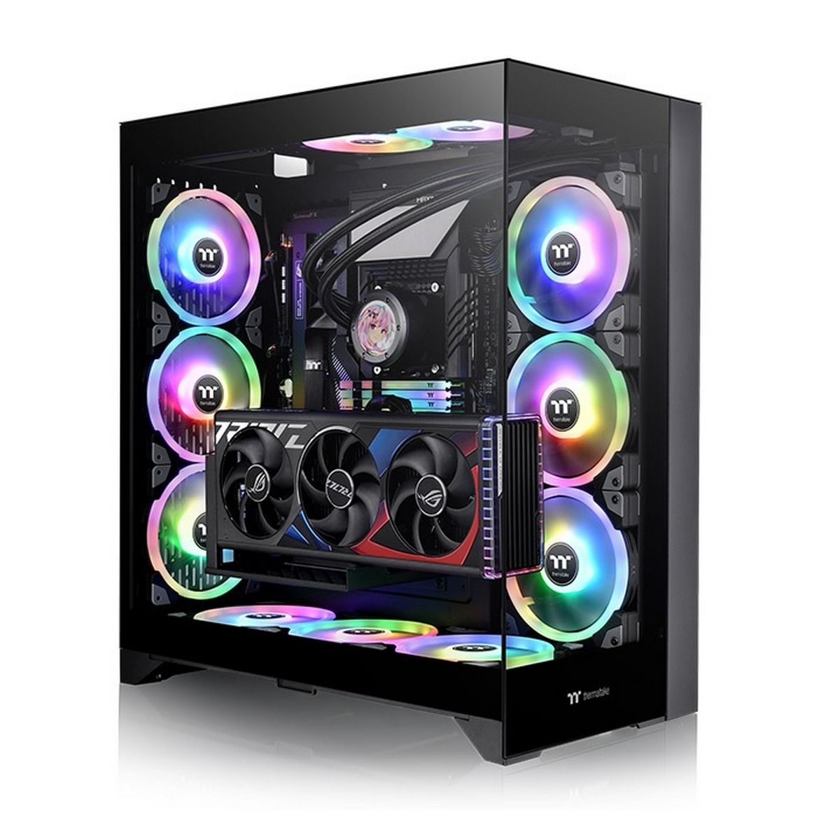 Корпус Thermaltake CA-1Y3-00M1WN-01 Win/SPCC/Tempered Glass*2/Mesh & TG Front Panel/PCI-E 4.0 Dual 90 Degree Riser Cable 400mm/Brown Box