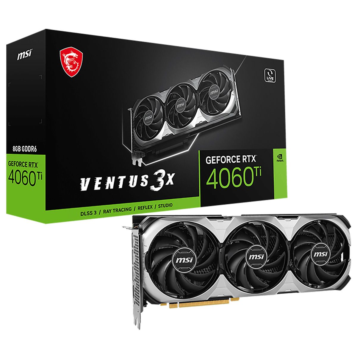 Видеокарта MSI RTX4060Ti VENTUS 3X E 8GB GDDR6 128bit 3xDP HDMI 3FAN RTL