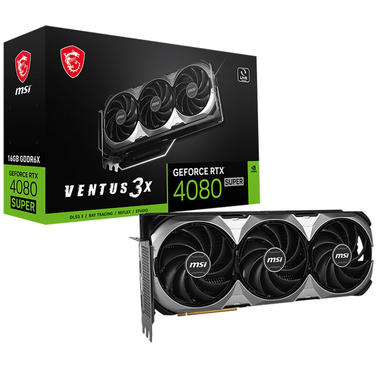 Видеокарта MSI RTX4080 SUPER VENTUS 3X 16GB GDDR6X 256bit 2xDP 2xHDMI 3FAN RTL