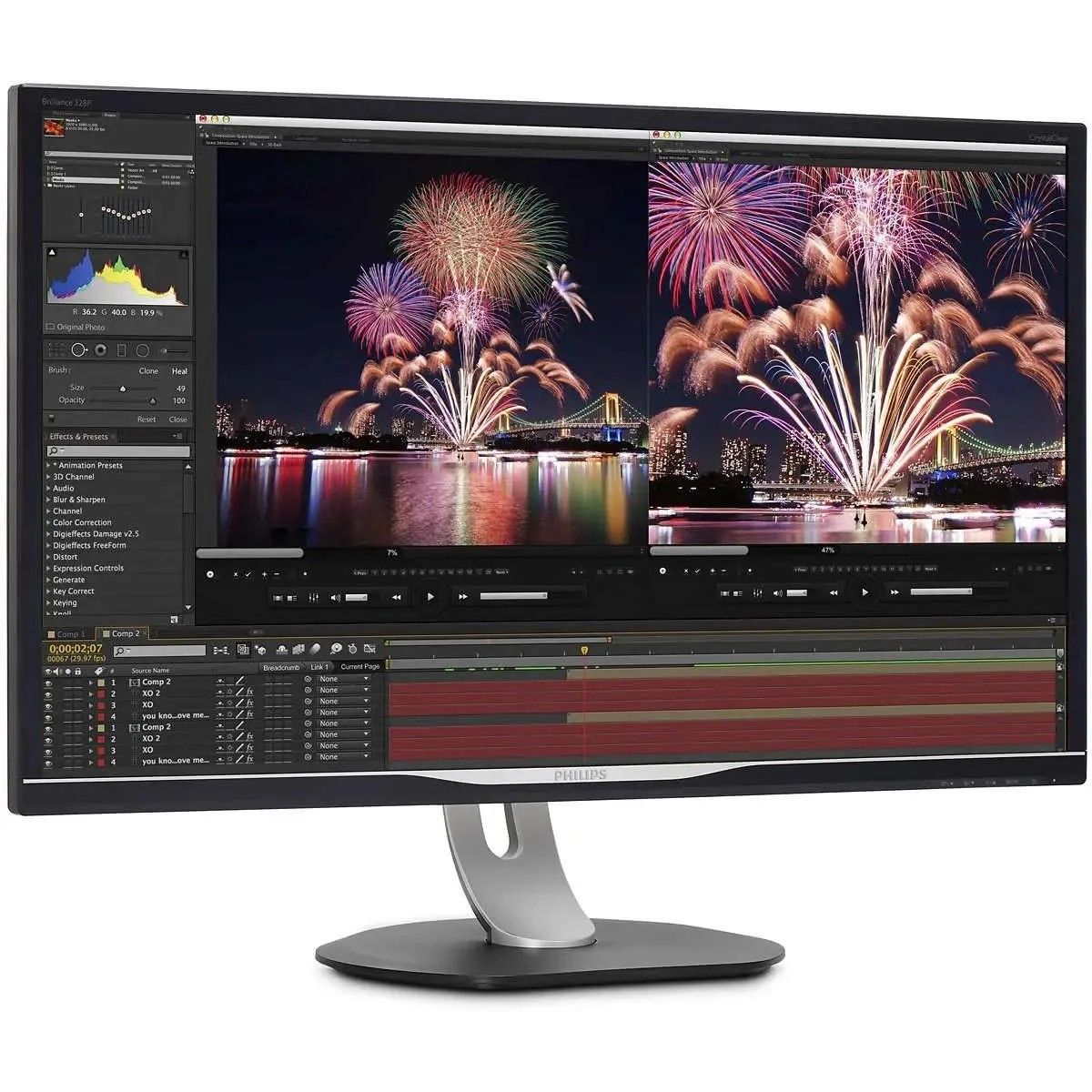 Монитор 31.5" PHILIPS 328P6AUBREB (00/01) Black (IPS, 2560x1440, D-Sub+HDMI+DP+Type C, USB-Hub, 4 ms, 178°/178°, 450 cd/m, 1200:1, 60Hz, MM)