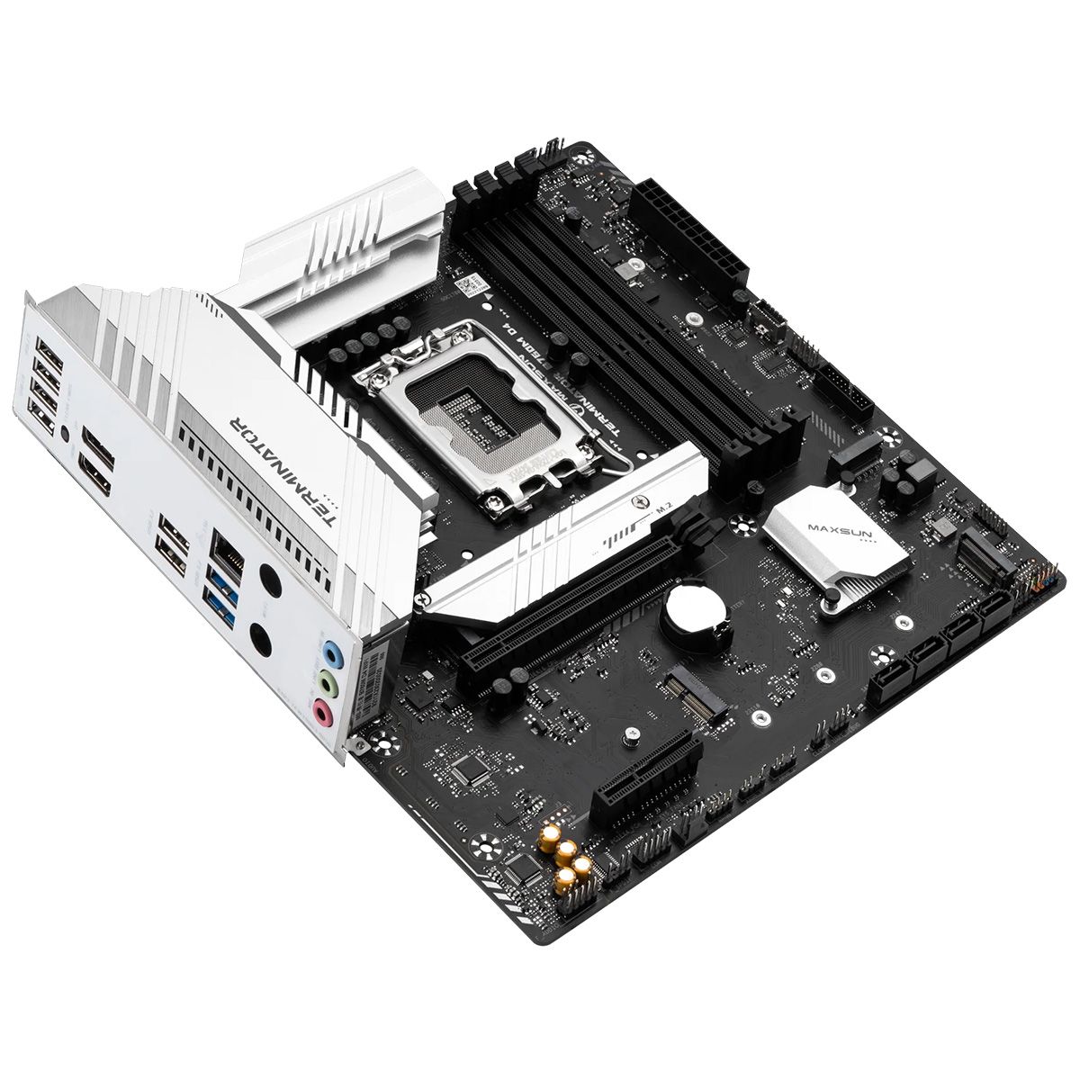 Материнская плата Maxsun MS-Terminator B760M D4 B760, LGA1700, 4*DDR4, 1*PCIEx16, 1*PCIEx4, 3*M.2, 1*TypeC, 4*USB3.2Gen1, 8*USB2.0, 4*SATA3.0, 2.5G, DP, HDMI, M-ATX, RTL