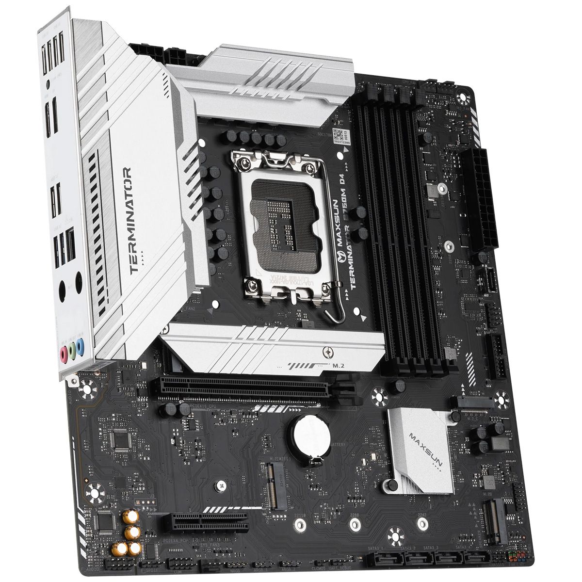 Материнская плата Maxsun MS-Terminator B760M D4 B760, LGA1700, 4*DDR4, 1*PCIEx16, 1*PCIEx4, 3*M.2, 1*TypeC, 4*USB3.2Gen1, 8*USB2.0, 4*SATA3.0, 2.5G, DP, HDMI, M-ATX, RTL