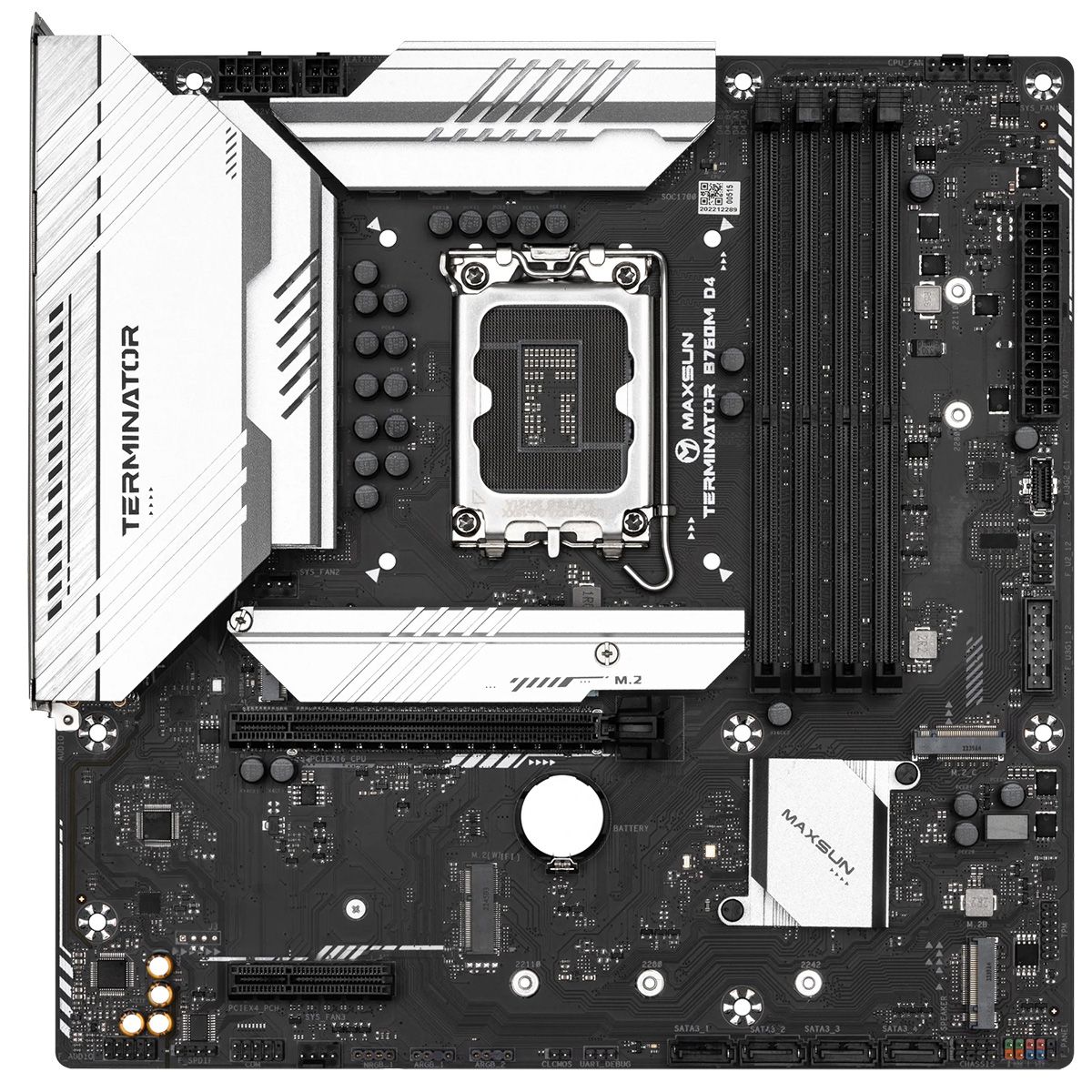 Материнская плата Maxsun MS-Terminator B760M D4 B760, LGA1700, 4*DDR4, 1*PCIEx16, 1*PCIEx4, 3*M.2, 1*TypeC, 4*USB3.2Gen1, 8*USB2.0, 4*SATA3.0, 2.5G, DP, HDMI, M-ATX, RTL