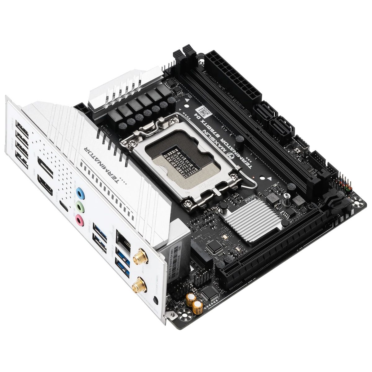 Материнская плата Maxsun MS-Terminator B760ITX D4 WIFI B760, LGA1700, 2*DDR4, 1*PCIEx16, 2*M.2, 2*TypeC, 6*USB3.2Gen1, 6*USB2.0, 4*SATA3.0, 2.5G, DP, HDMI, Mini-ITX, RTL