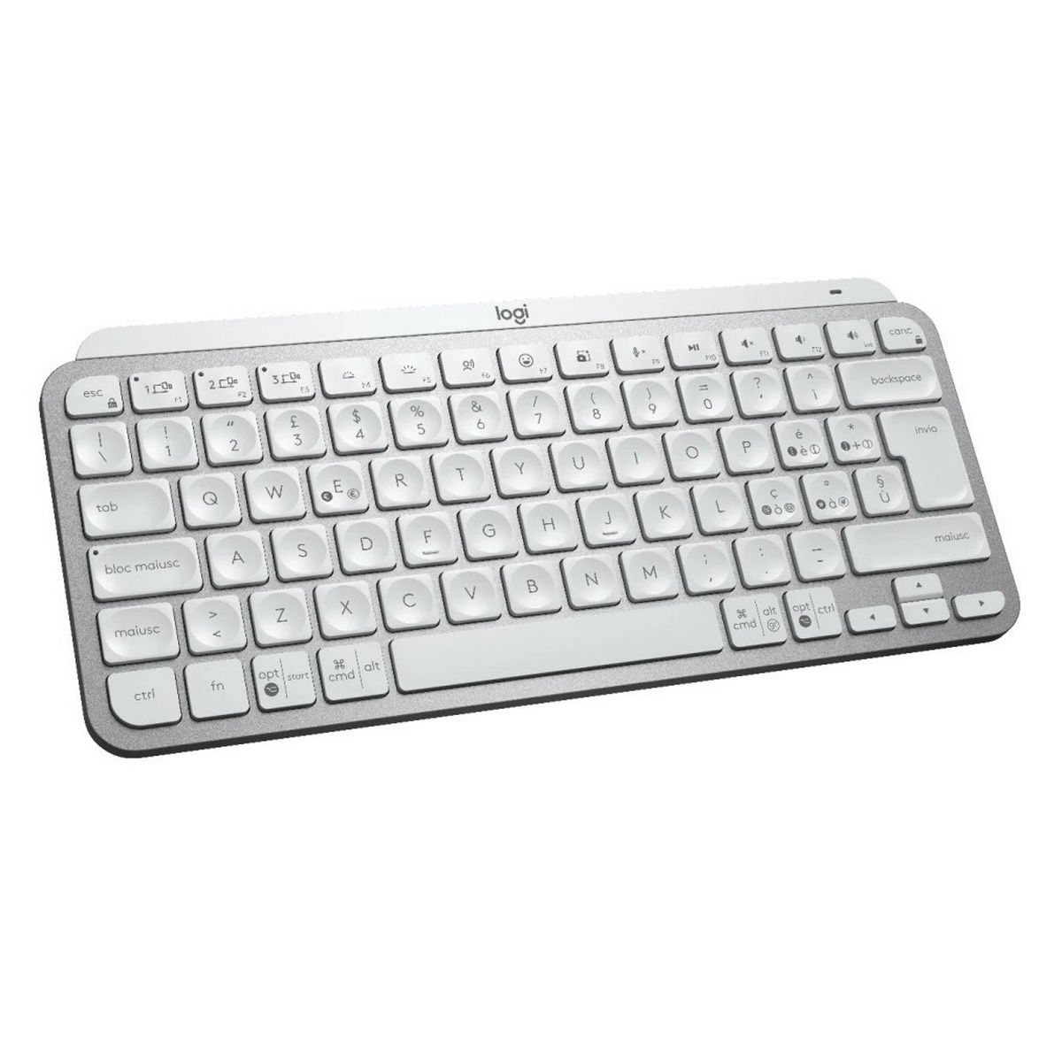 Клавиатура Logitech Клавиатура беспроводная Logitech MX Keys Mini Pale Gray Компактная, серая, Bluetooth LE/Logi Bolt, автоматическая подсветка, встроенная батарея, Type-C коннектор, кабель Type-C - Type-A в комплекте