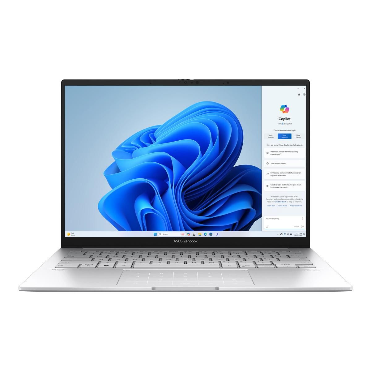 Ноутбук ASUS Zenbook 14 OLED UX3405MA-QD026W Intel Core Ultra 7 155H/16Gb/SSD1Tb/14"/OLED/WUXGA/1920x1200/60Hz/Win11/Silver (90NB11R2-M00ZV0)