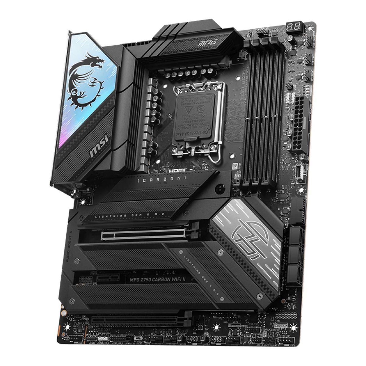 Материнская плата MSI MPG Z790 CARBON WIFI II Z790, LGA1700, 4*DDR5, 2*PCIEx16, 1*PCIEx1, 5*M.2, 3*TypeC, 6*USB3.2Gen2, 4*USB3.2Gen1, 4*USB2.0, 6*SATA3.0, 2.5G, HDMI, ATX, RTL