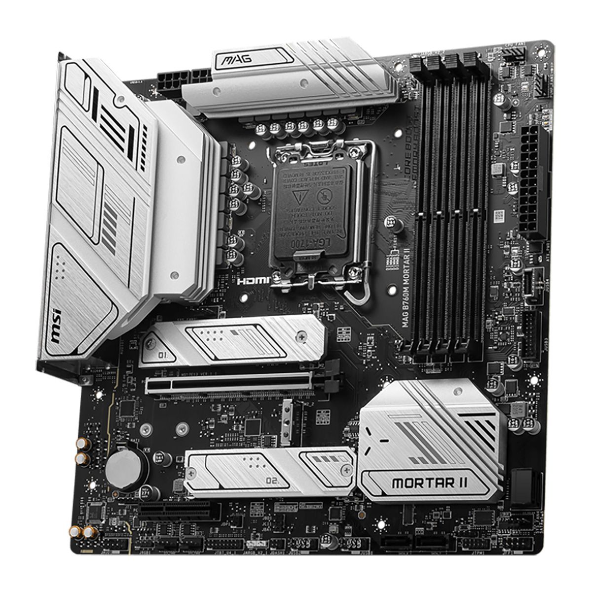 Материнская плата MSI MAG B760M MORTAR II mATX LGA1700 4DDR5 PCI-Ex16 PCI-Ex4 3M.2 4SATA3 USB3.2 Gen2x 2,5G Ethernet