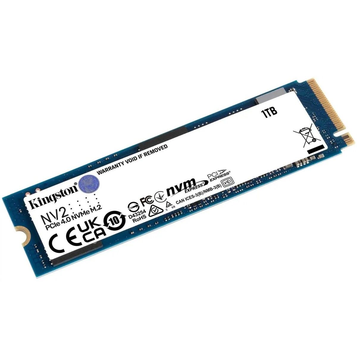 Твердотельный накопитель SSD Kingston M.2 2280 1000GB NV2 SNV2S/1000G PCIe Gen 4.0x4,3500/2100,IOPS K,MTBF (actual) , 320TBW, 1.5DWPD, RTL