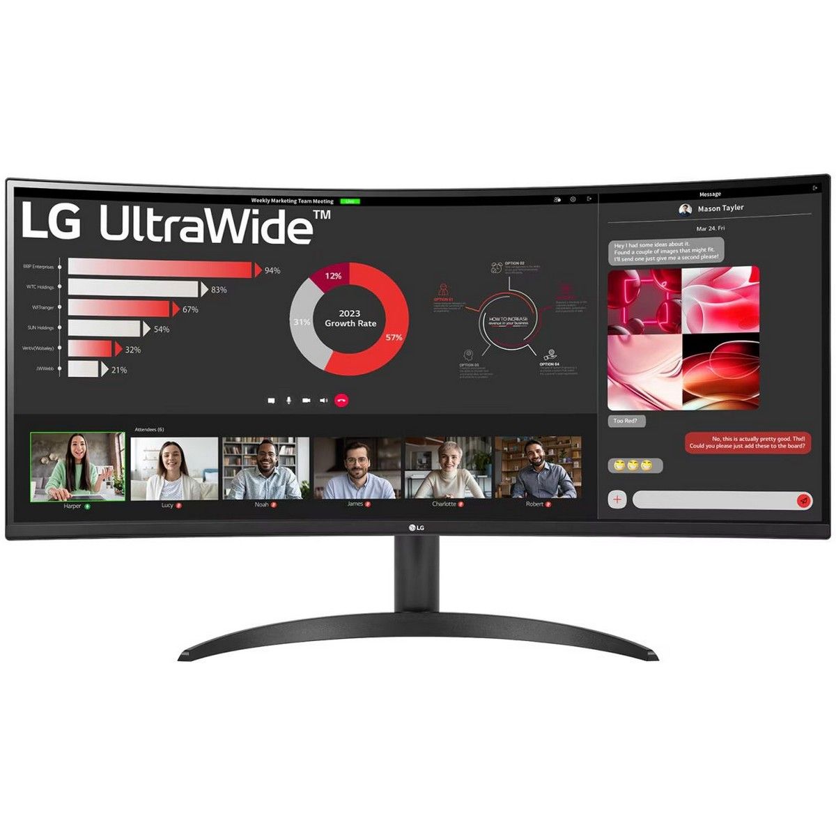Монитор 34" LG 34WR50QC-B Black (VA, 3440x1440, HDMI+DP, 5 ms, 178°/178°, 300 cd/m, 3000:1, 100Hz, Curved)