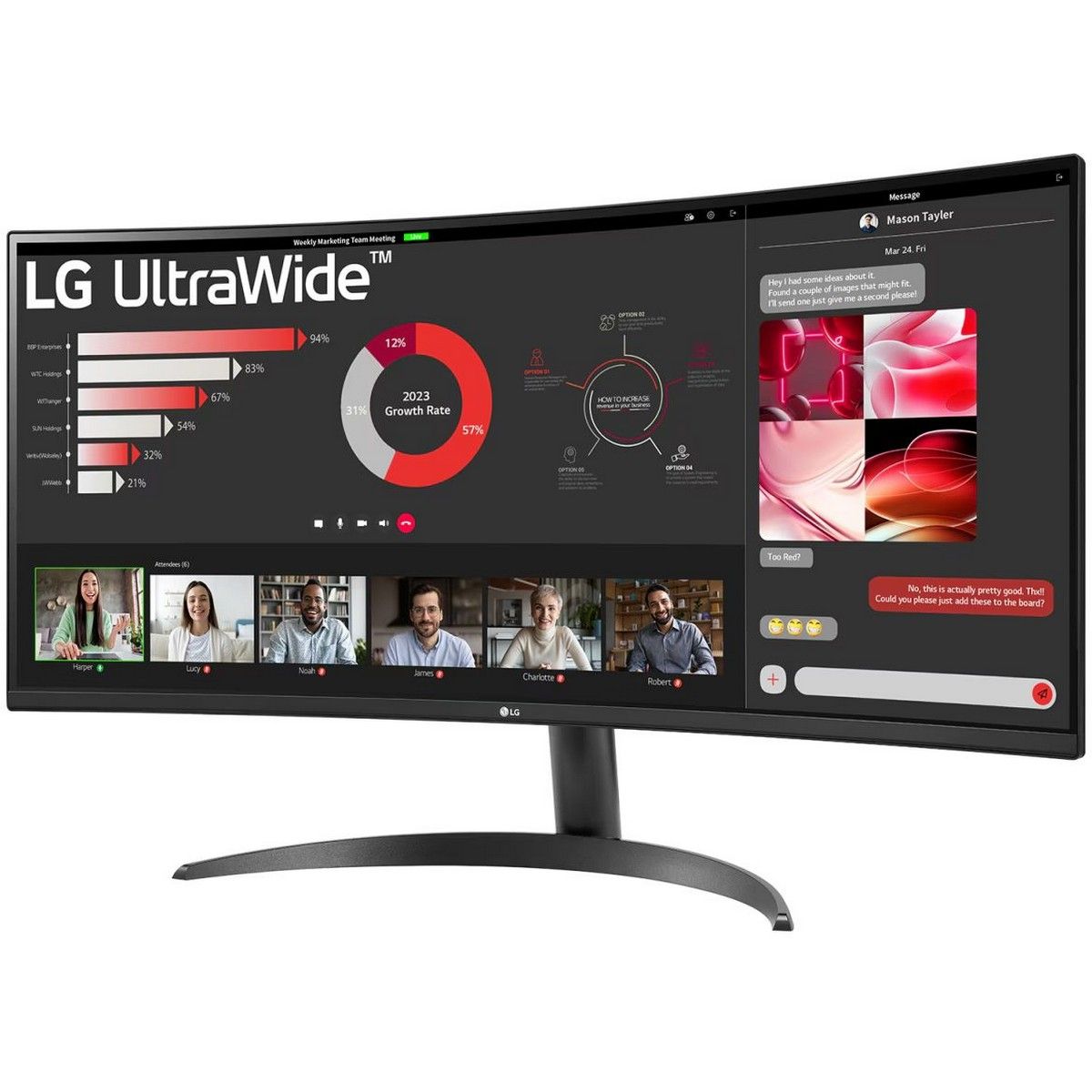 Монитор 34" LG 34WR50QC-B Black (VA, 3440x1440, HDMI+DP, 5 ms, 178°/178°, 300 cd/m, 3000:1, 100Hz, Curved)