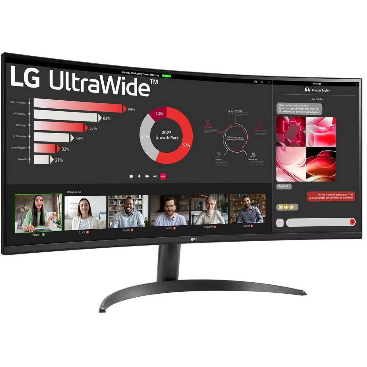 Монитор 34" LG 34WR50QC-B Black (VA, 3440x1440, HDMI+DP, 5 ms, 178°/178°, 300 cd/m, 3000:1, 100Hz, Curved)