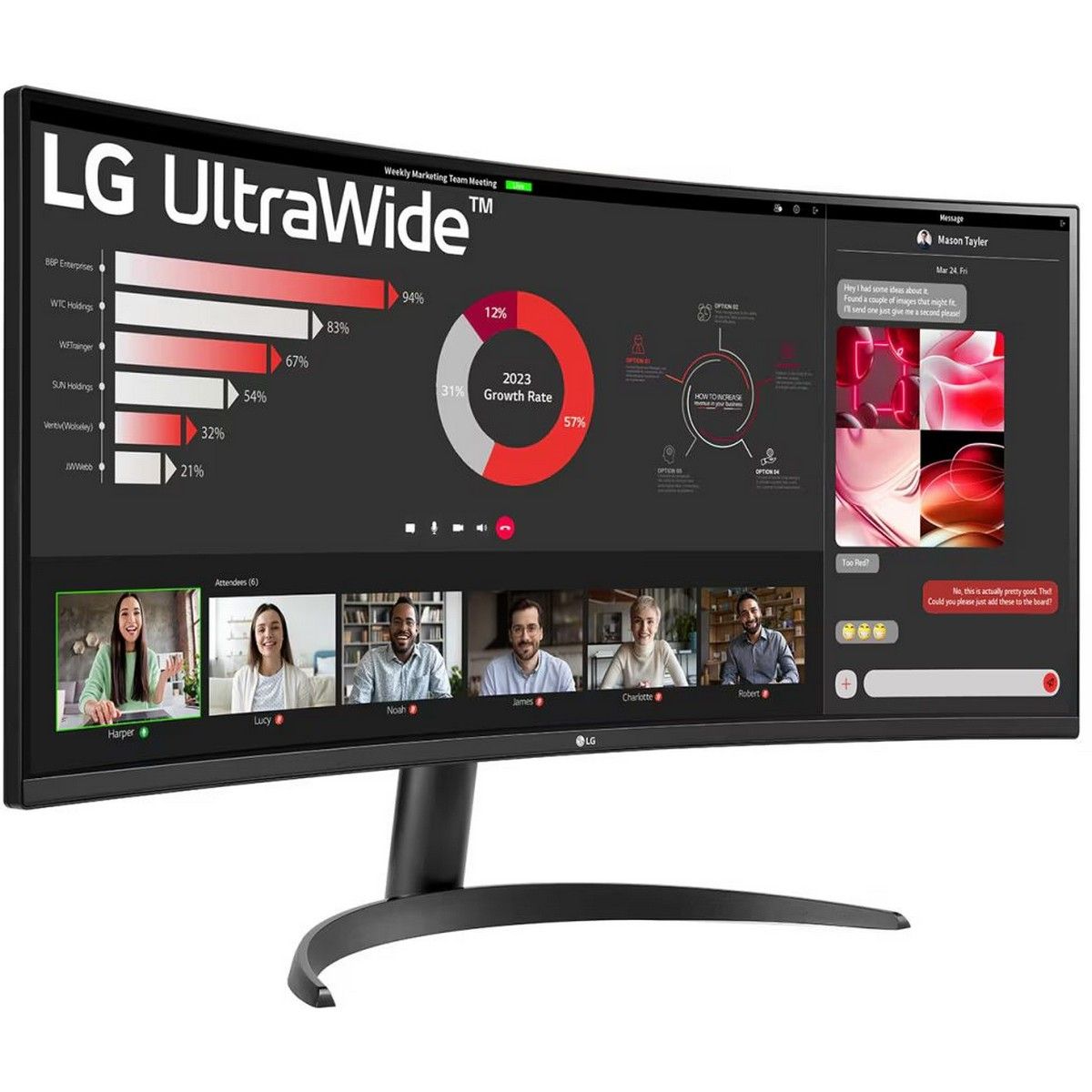 Монитор 34" LG 34WR50QC-B Black (VA, 3440x1440, HDMI+DP, 5 ms, 178°/178°, 300 cd/m, 3000:1, 100Hz, Curved)