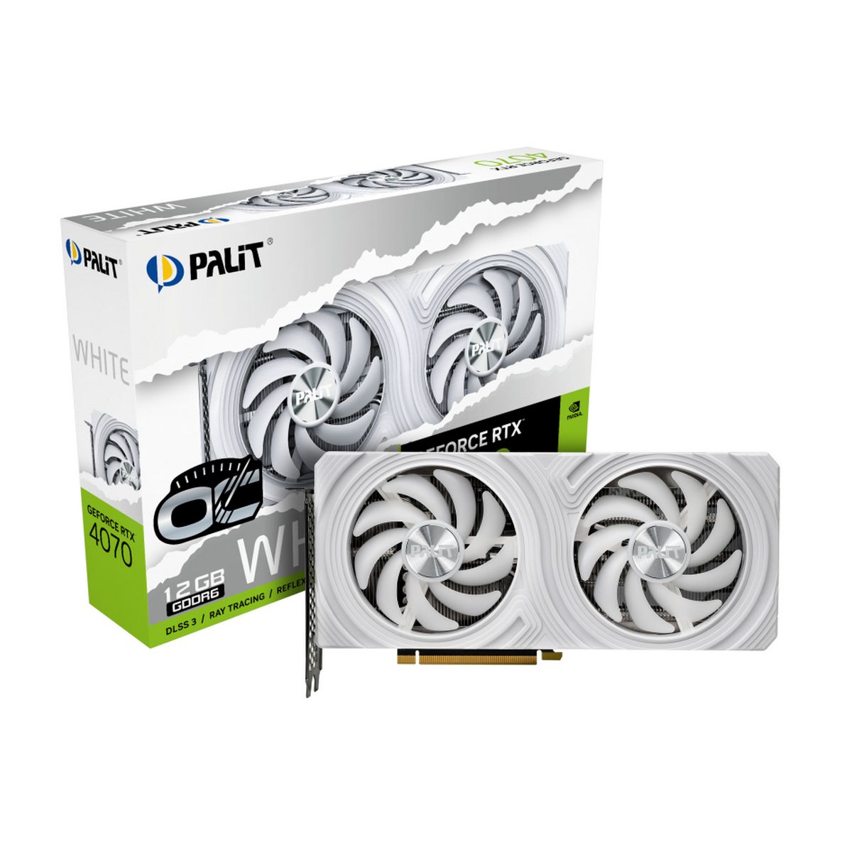 Видеокарта Palit RTX4070 White OC 12GB GDDR6 192bit 3xDP HDMI 2FAN RTL