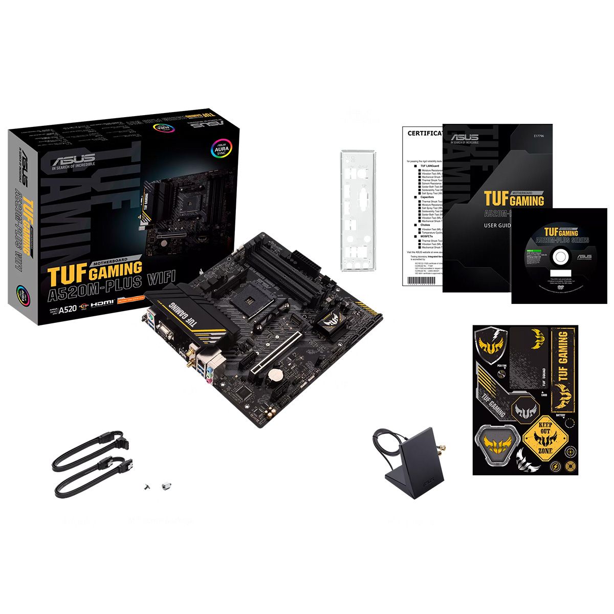 Материнская плата ASUS TUF GAMING A520M-PLUS WIFI AM4 mATX 4хDDR4 1xPCIEx16 2xPCIEx1 1xM.2 DP HDMI VGA