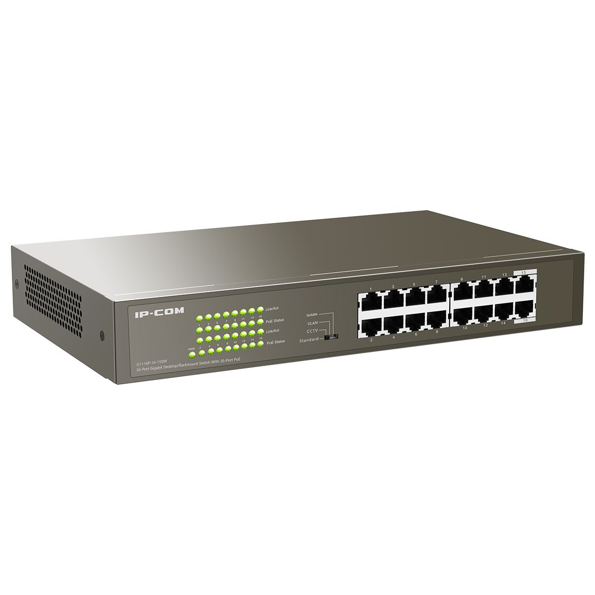Коммутатор IP-COM G1116P-16-150W Неуправляемый PoE коммутатор с 16 портами PoE