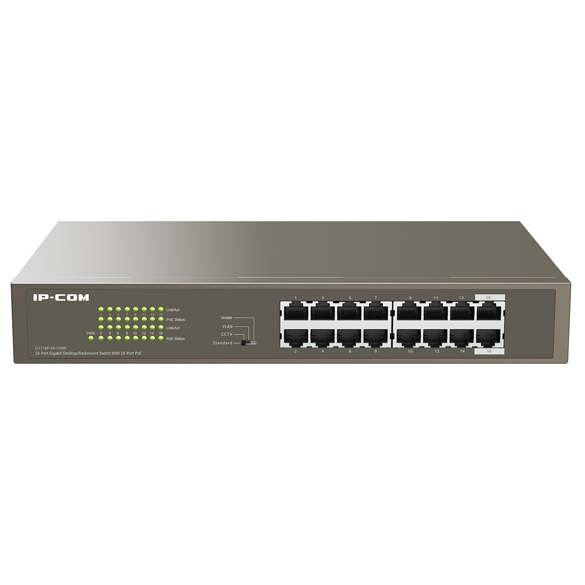 Коммутатор IP-COM G1116P-16-150W Неуправляемый PoE коммутатор с 16 портами PoE